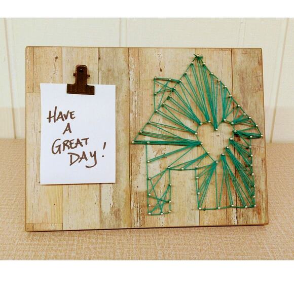 Clipboard Easel‎ String Art Rustic House Heart Wood Frame Note Clip Aqua 8x10 - Picture 1 of 14